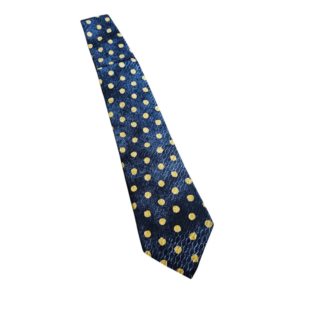 Ermenegildo Zegna Silk Geometric Neck Tie Jacquard Gold Polka Dot Quiet‎ Luxury